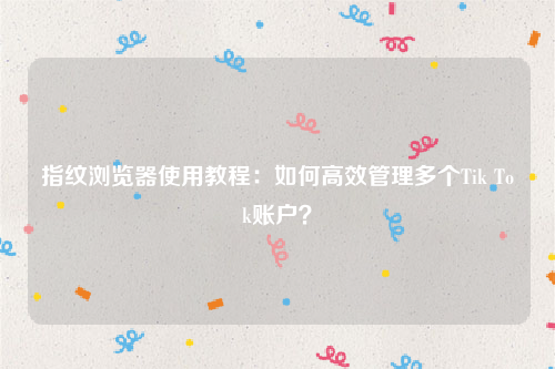 指纹浏览器使用教程：如何高效管理多个Tik Tok账户？