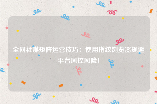 全网社媒矩阵运营技巧：使用指纹浏览器规避平台风控风险！