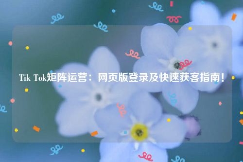 Tik Tok矩阵运营：网页版登录及快速获客指南！